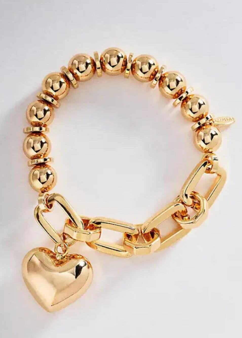 Serefina Gold Heart Pendant Chain and Multi Bead Stretch Bracelet